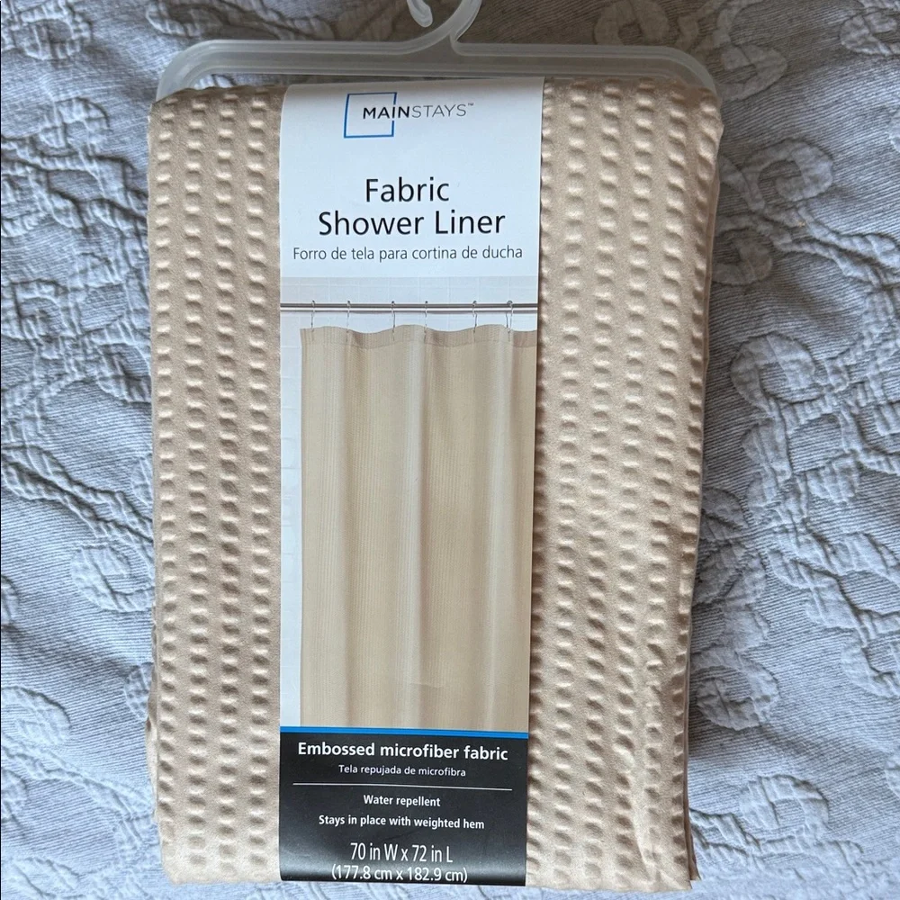 Mainstays Beige Fabric Shower Liner